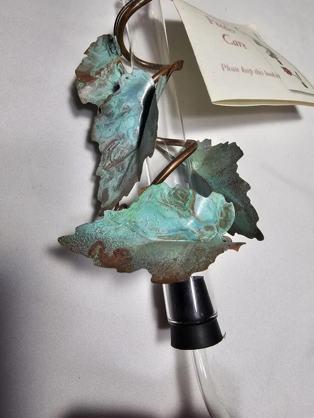 Creative Copper Morning Glory Flower And Leaves Hanging Hummingbird Feeder